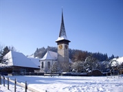 Grusskarte Rüderswil: Kirche im Schnee