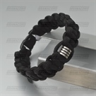 Schwarzes Armband mit Edelstahlperle